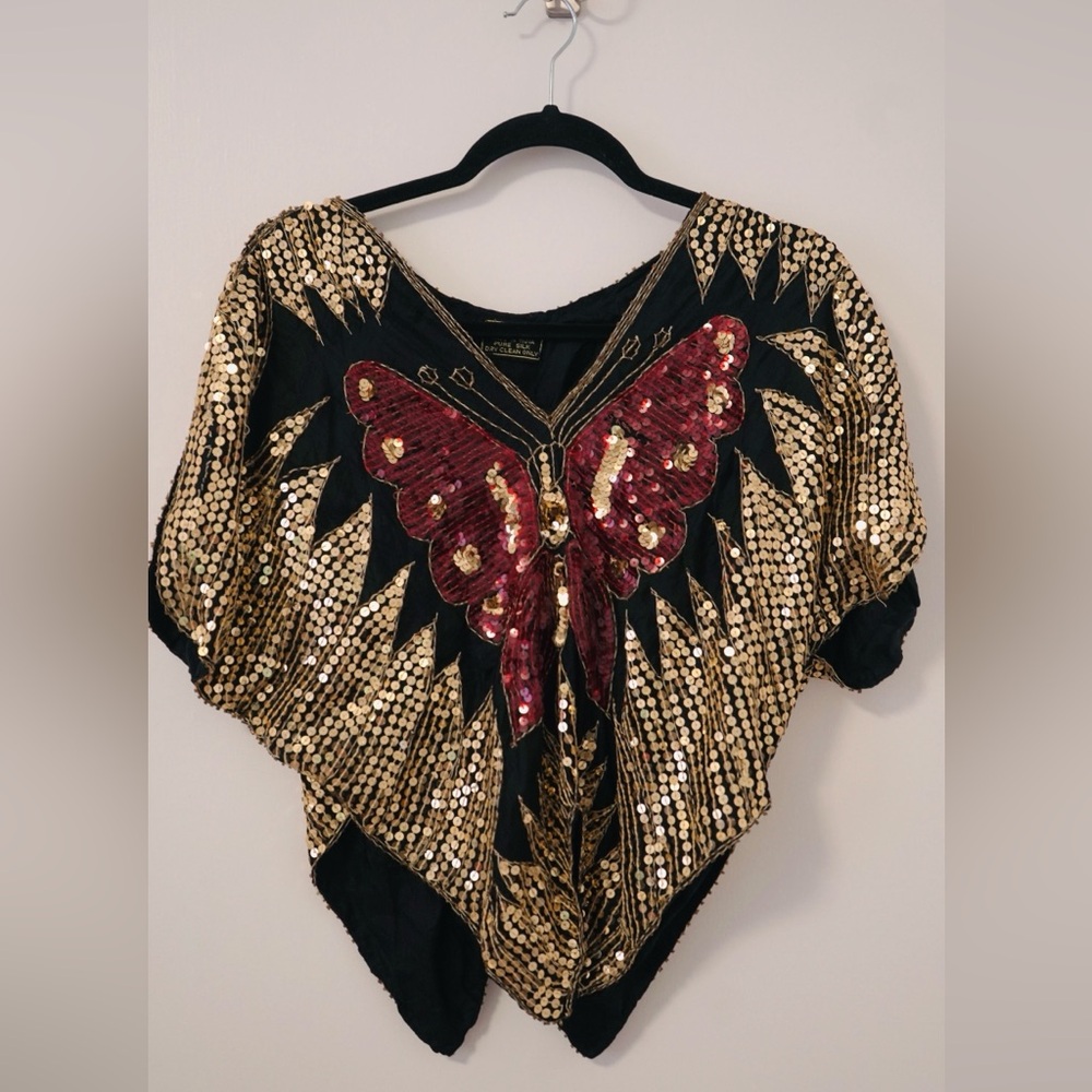 Sequin 70s Butterfly Top